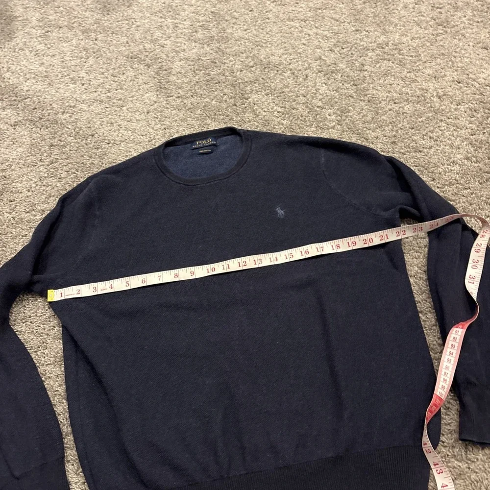 Polo Ralph Lauren Pima Cotton Sweater Men's Medium Crew Neck Thermal Blue Thick